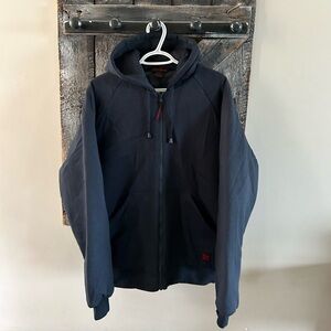 Men's Tough Duck Navy Hoodie Lined Full Zipper Jacket